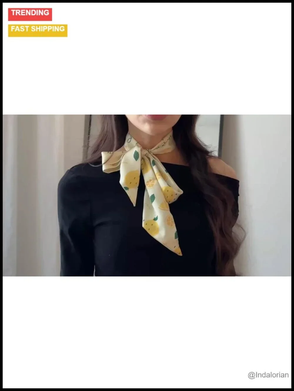 Reversible Long Skinny Scarf Hair Accessory Neck Tie Silk Feel Polyester